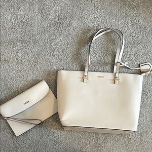 Elegant Cream Tote and Clutch Set